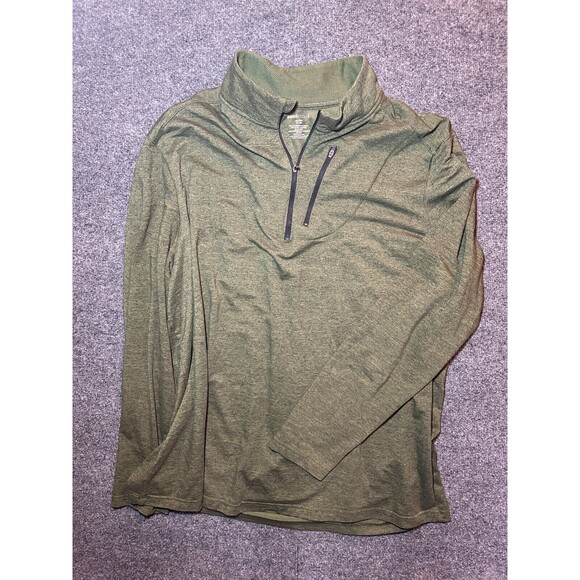 SwissTech 1/4 Zip Pullover Mens 3XL Green Athletic Stretch Long Sleeve - Picture 1 of 2